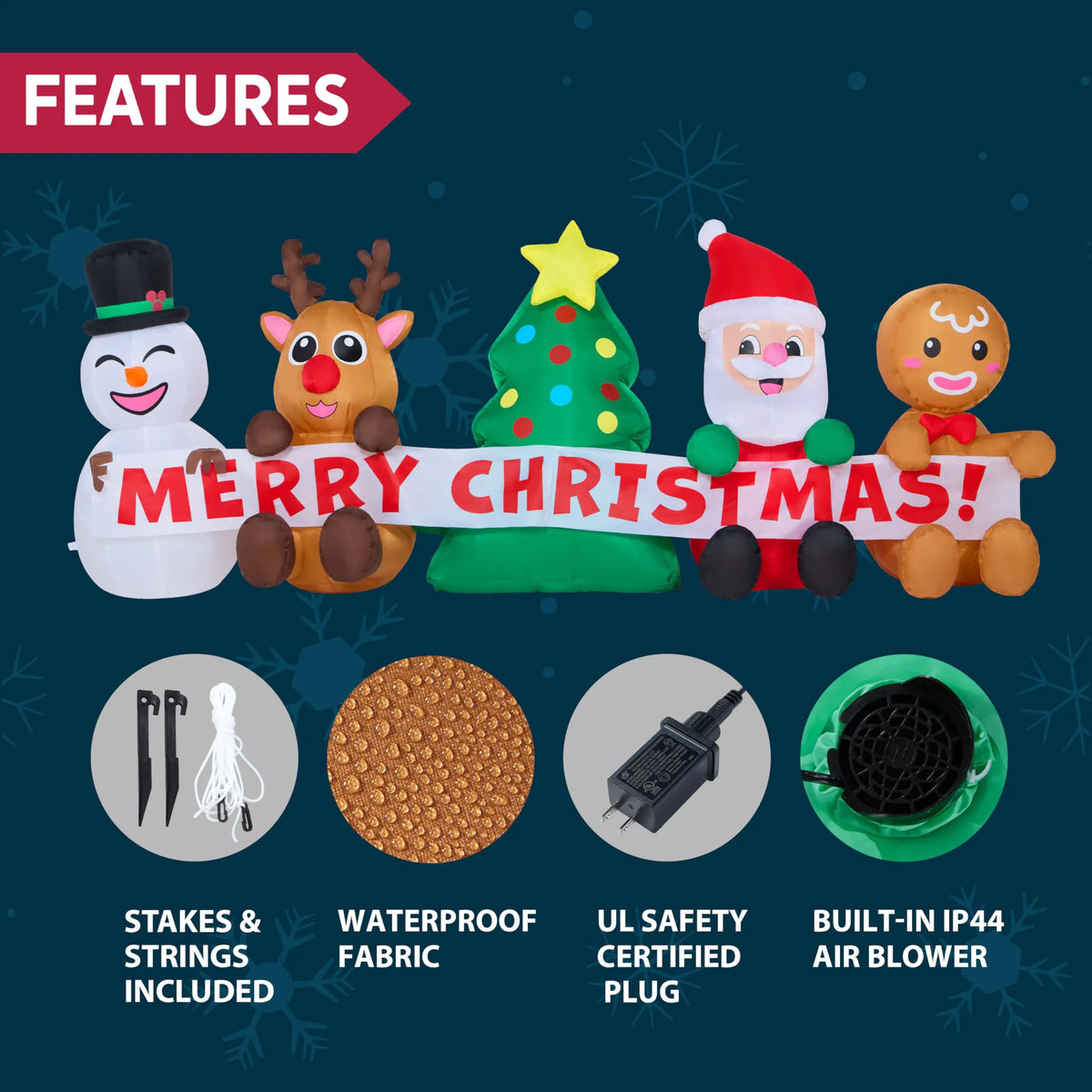 8FT Christmas Inflatable with 4 Characters and Tree