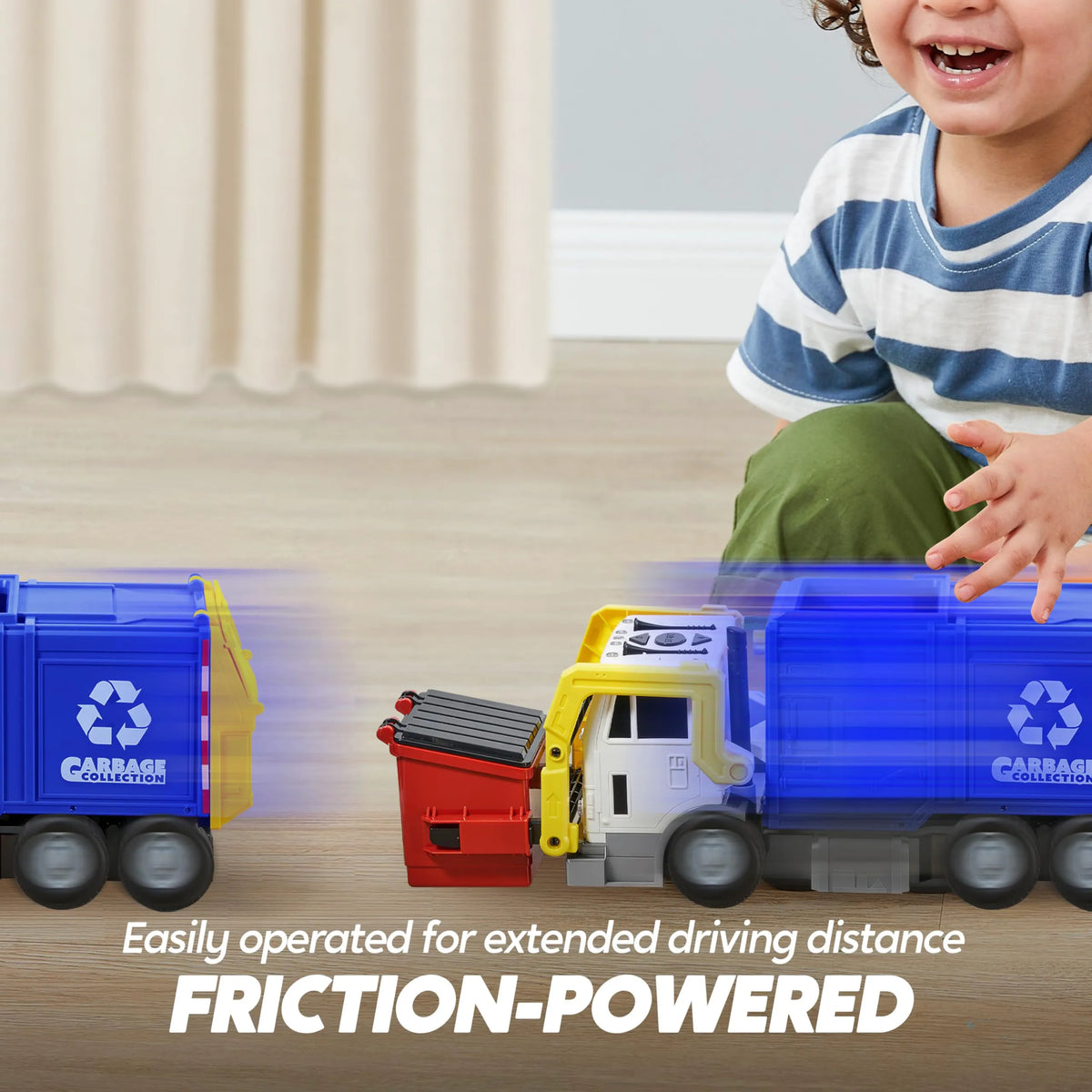 Large Friction-Powered Garbage Truck Toy Set