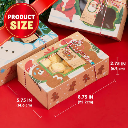 24 PCS Christmas Cookie Gift Baking Box with Window, Auto-Popup Design
