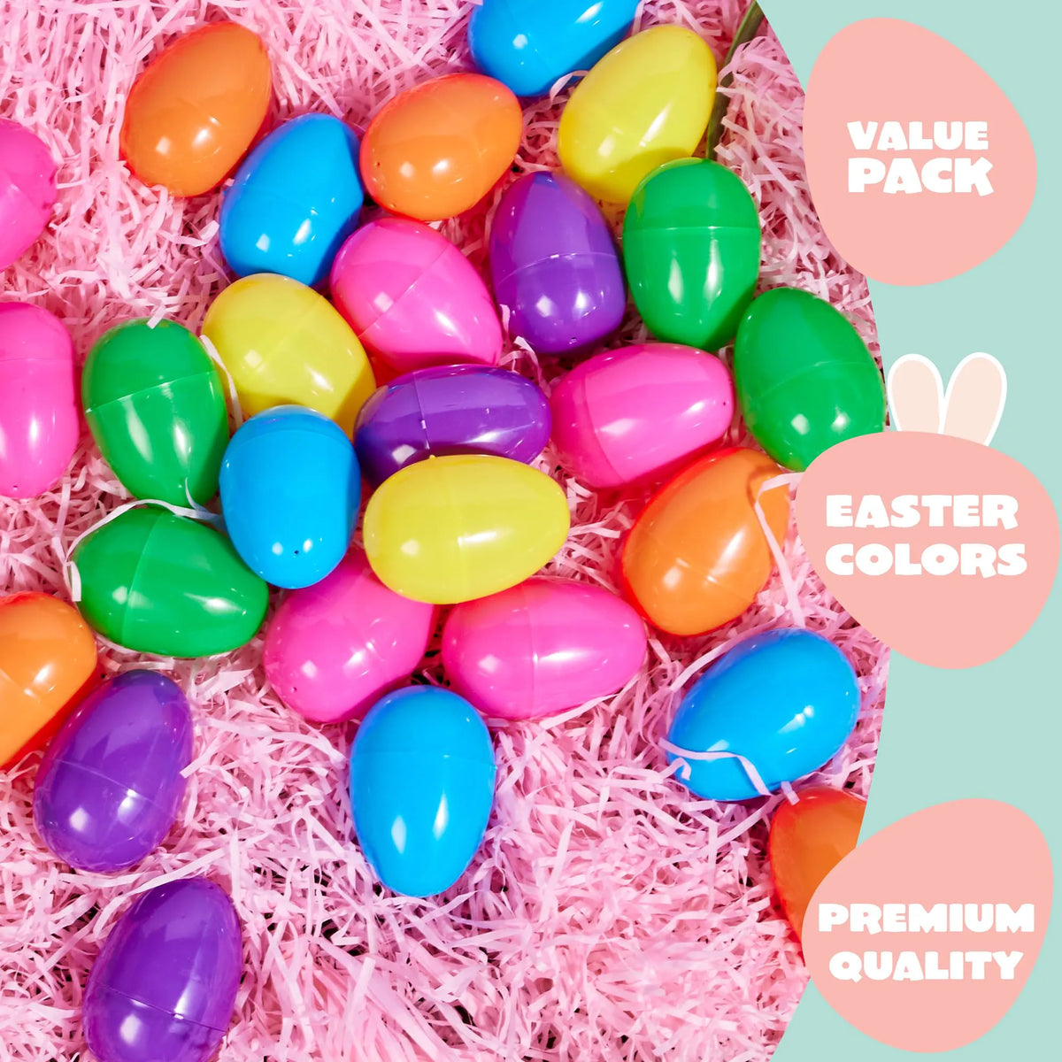 1000 Pcs Fillable Plastic Eggs - Empty, Colorful, Bright Eggshells (3.15 Inches)
