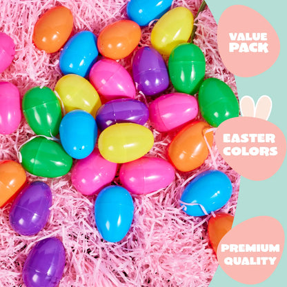 200PCS Fillable Plastic Eggs - Empty Colorful Bright Eggshells (3.15 Inches)