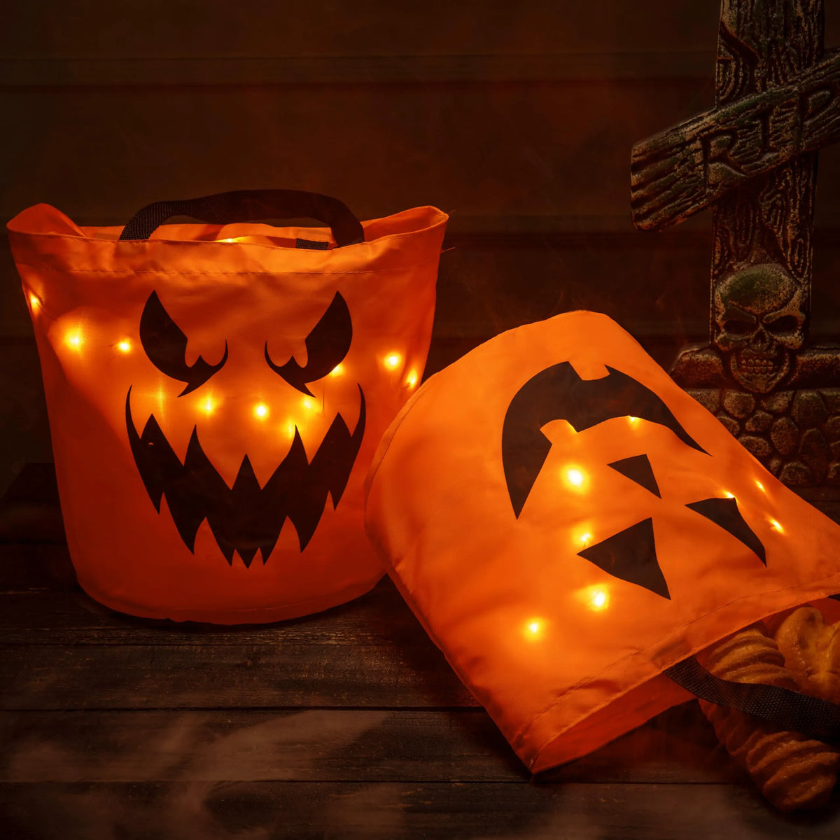 Set of 3 Halloween Candy Pumpkin Buckets