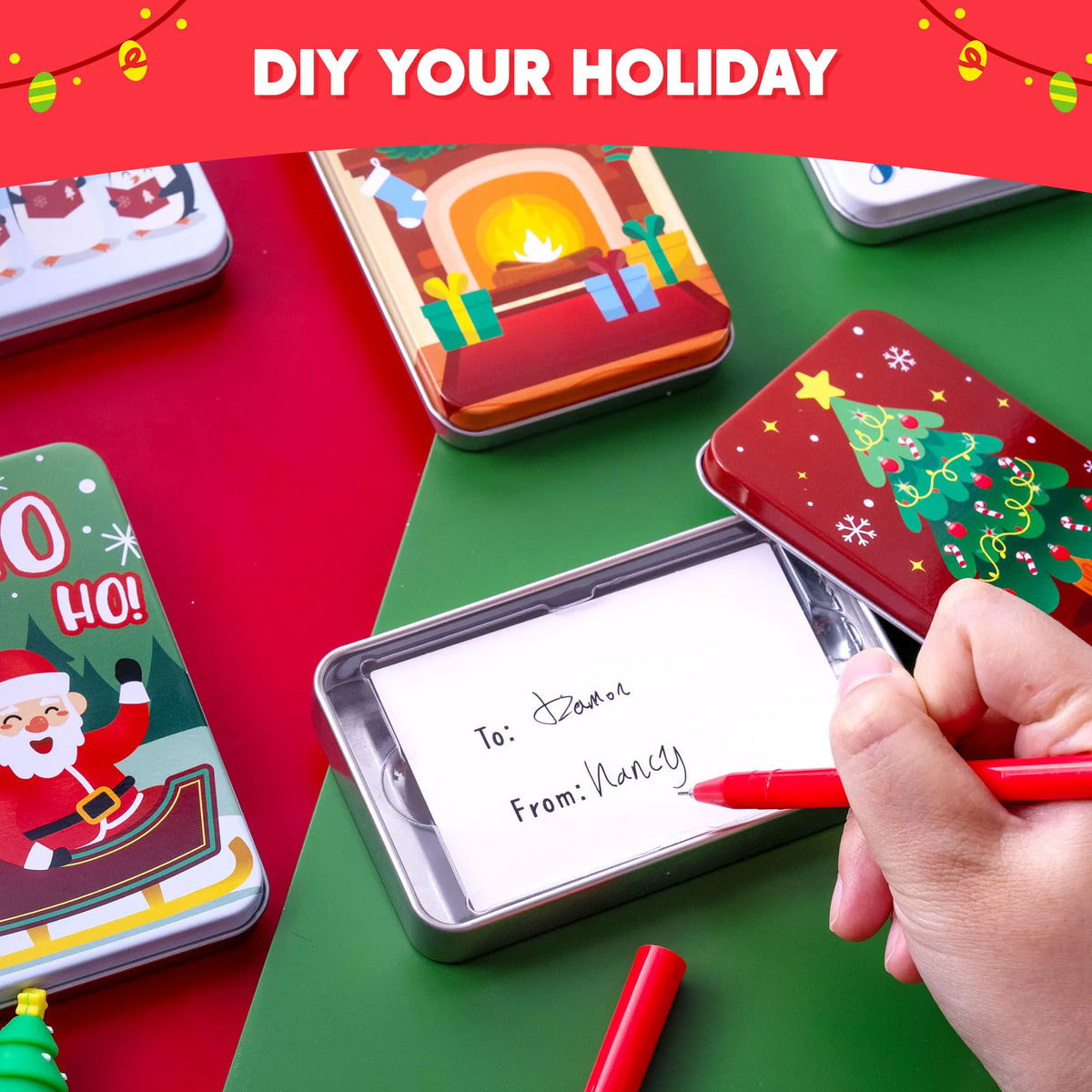 JOYIN 6-Pack Present Card Holder Tin Boxes