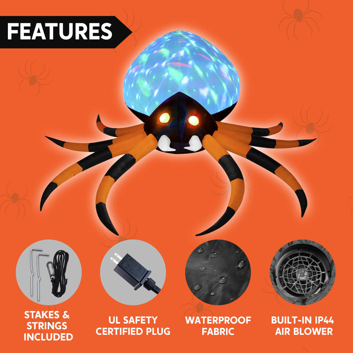 8 FT Giant Halloween Inflatable Spider Outdoor Decoration