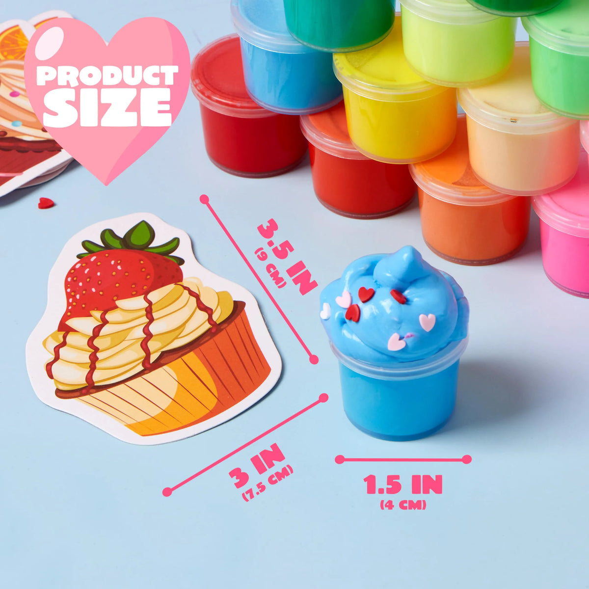 30-Piece Valentine's Day Multicolored Butter Slime Set with Rubber Slices & Dessert Cards