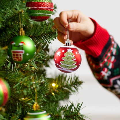 30-Piece Red and Green Christmas Ball Ornament Set, 2.36 Inches