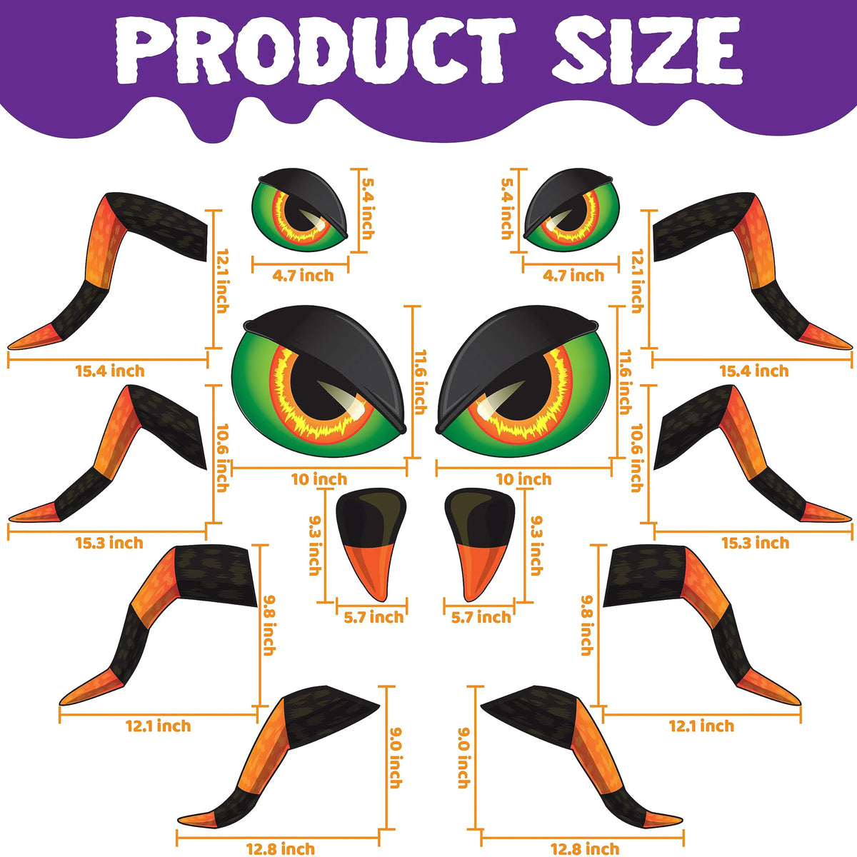 Spider Design Halloween Trunk or Treat Car Decorations Kit for SUV