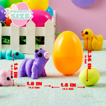 12 Prefilled Easter Eggs with 3D Mini Animals
