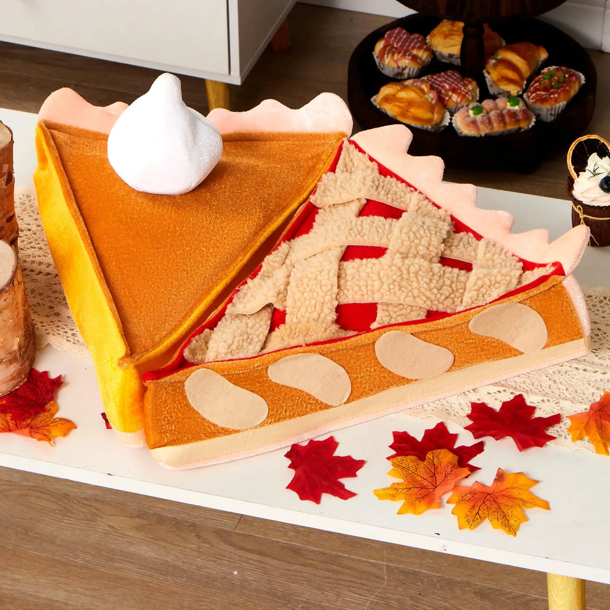 2 PCS Thanksgiving Plush Pumpkin & Apple Pie Hats