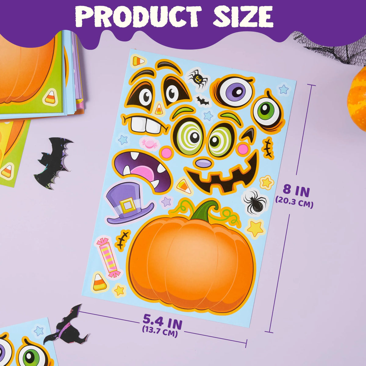 72 Halloween Pumpkin Stickers for Kids Party Favors