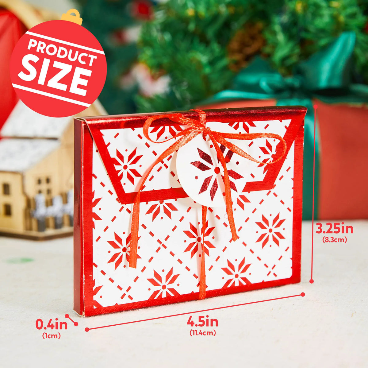 12 Pack Christmas Foil Gift Card Boxes with Ribbon