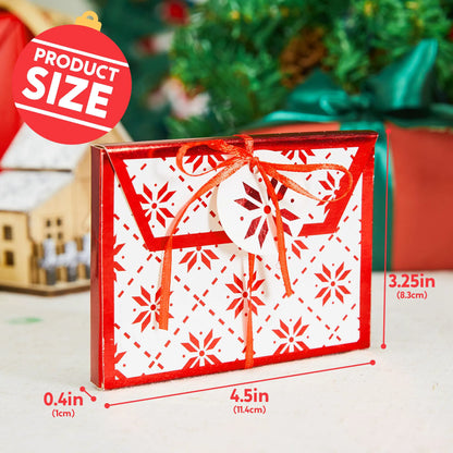 12 Pack Christmas Foil Gift Card Boxes with Ribbon