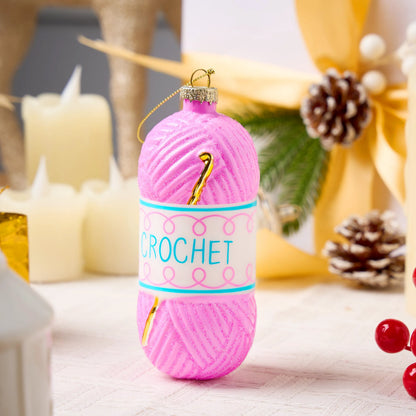 Small Crochet Glass Christmas Ornament