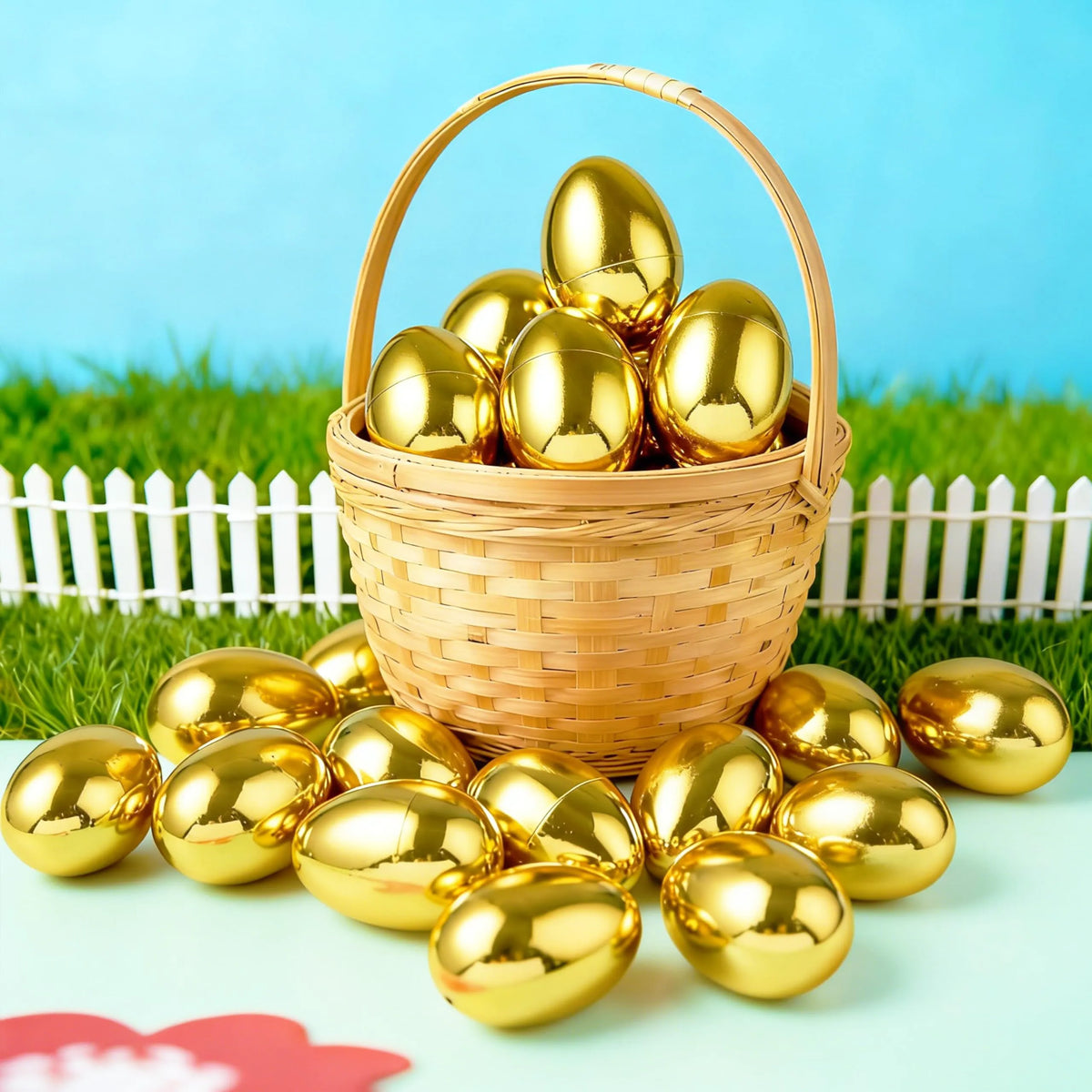 100 Gold Easter Eggs 2.3" Metallic Plastic Empty Fillable Eggs for Easter Hunt