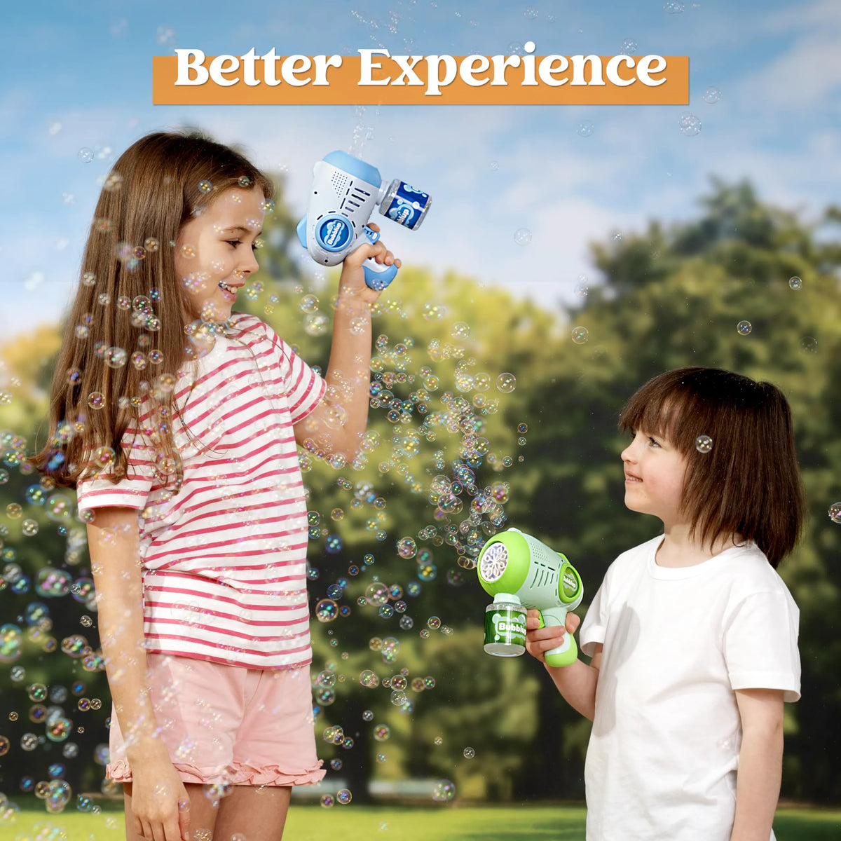 2-Pack Light-Up Automatic Bubble Guns with 4 Bottles of Bubble Solution