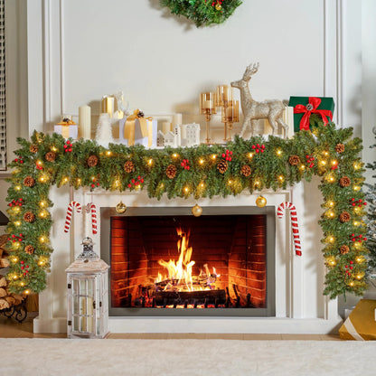 9-Foot Artificial Christmas Garland with Pine Cones and Red Berries