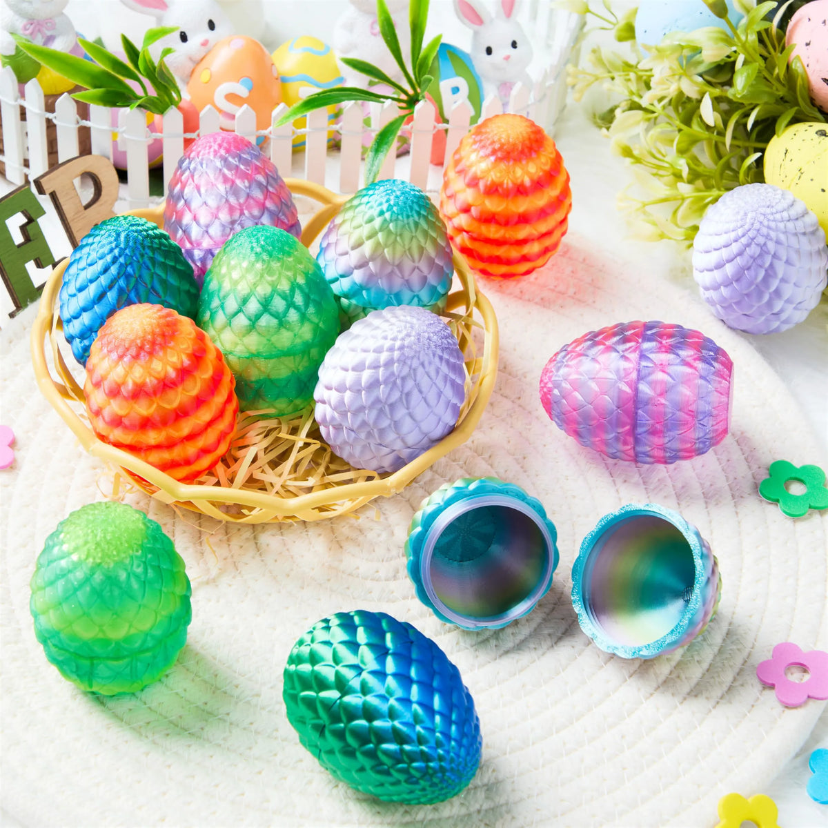 12 Pack 3D Printed Dragon Easter Eggs (Empty)