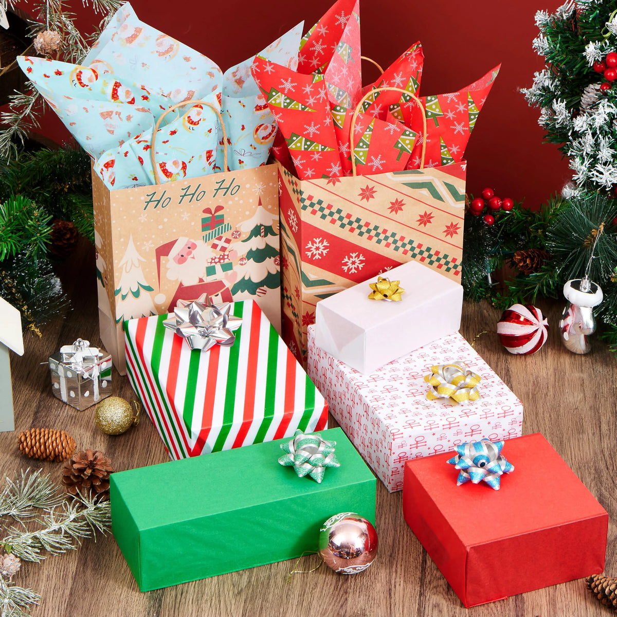 150 Sheets of Christmas Tissue Paper, Assorted Designs
