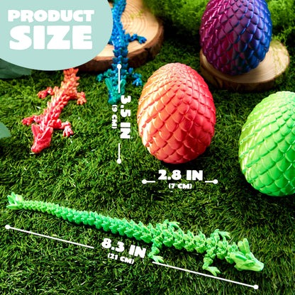 4 Pack 3D Printed Dragon Eggs with Laser Dragon - Articulated Fidget Toys for Kids