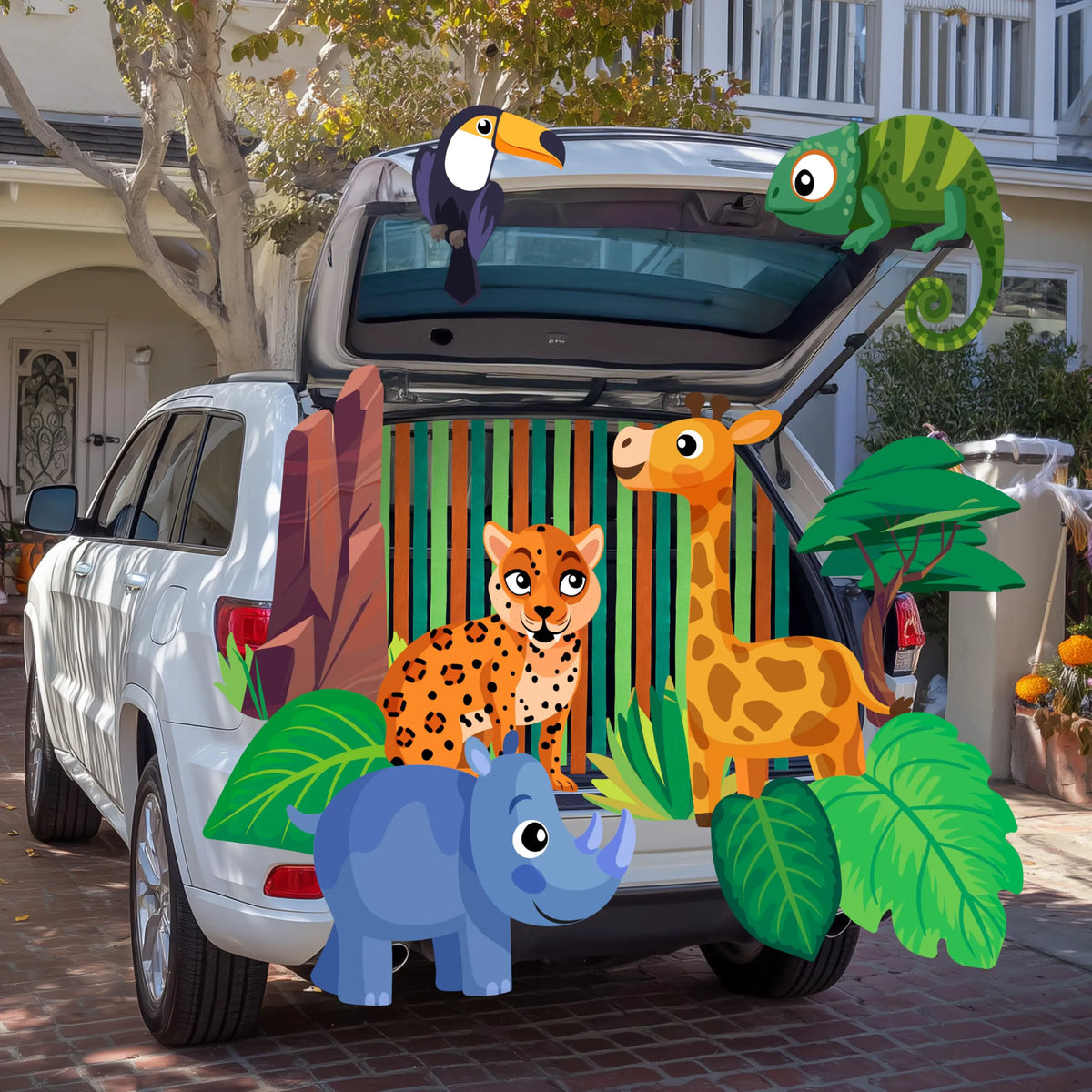 Jungle-Themed Halloween Trunk-or-Treat Decoration Kit