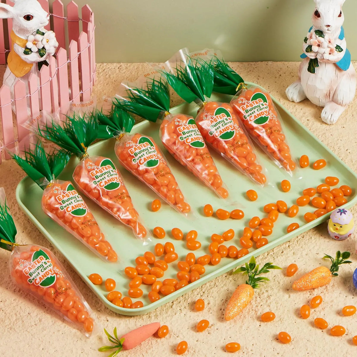12 Easter Candies in Carrot Bags