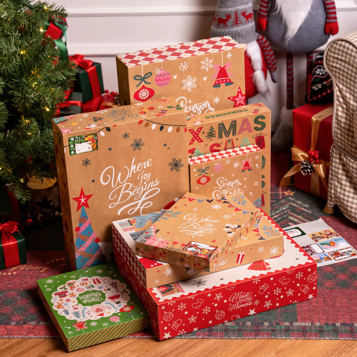 12-Pack Christmas Shirt Gift Boxes with Lids for Presents