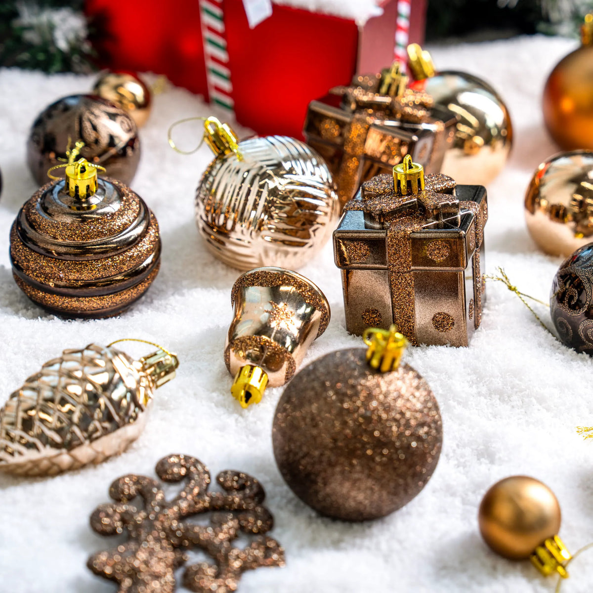 66-Piece Brown Christmas Ball Ornament Set