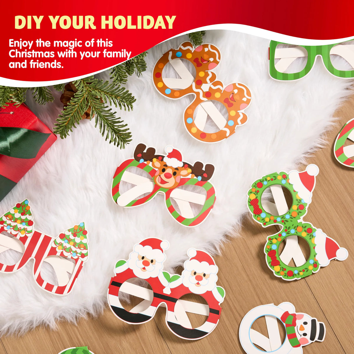 24 Pcs Christmas Paper Glasses