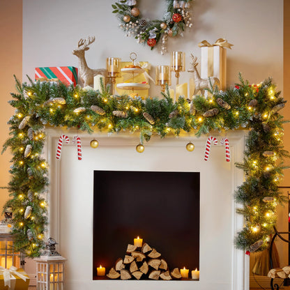9-Foot Flocked Christmas Garland with Pine