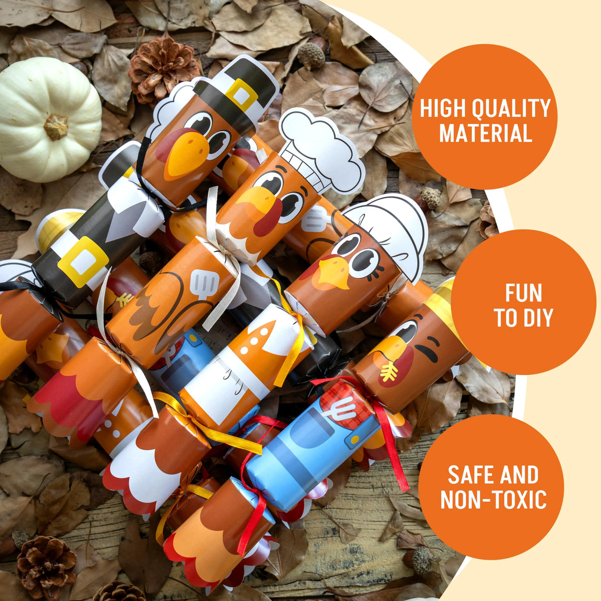 8-Pack Turkey Thanksgiving Party Favors (No Snap)