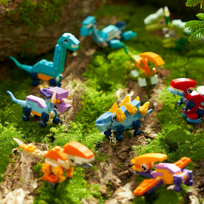 12-Pack Valentine's Dinosaur Building Blocks with Heart Boxes for Party Favors