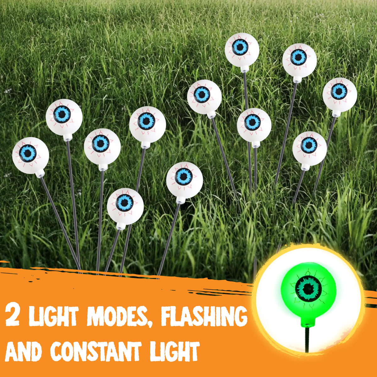 Spooky Green Solar Eyeball Lights for Outdoor Halloween Decor