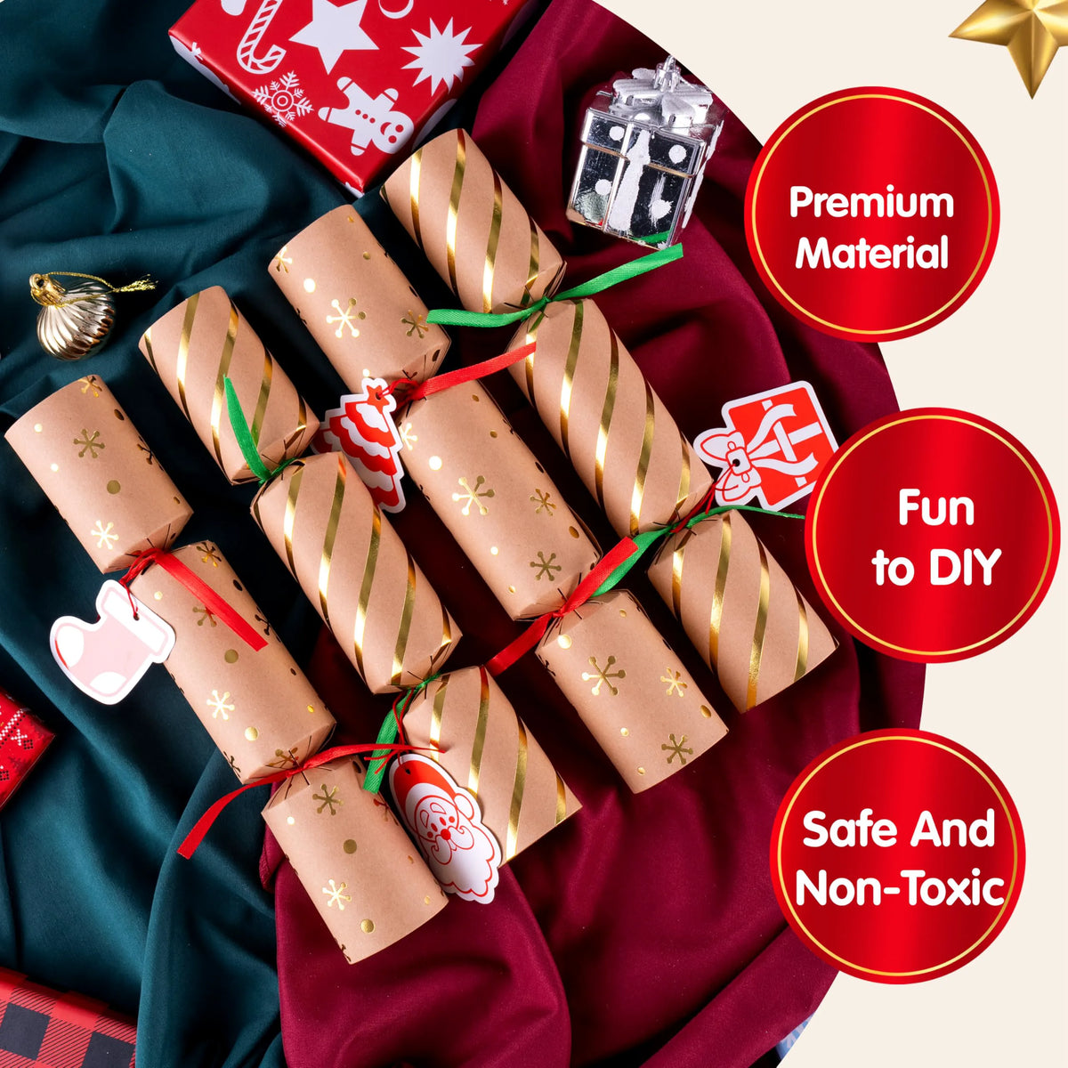 8-Piece Kraft Christmas Cracker Set