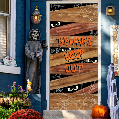 Spider Web Wooden Door Cover for Halloween