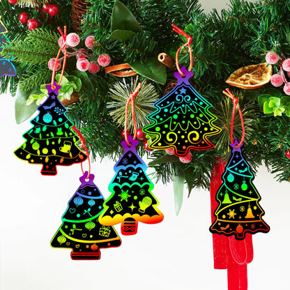 72-Piece Christmas Scratch Art Ornaments Set