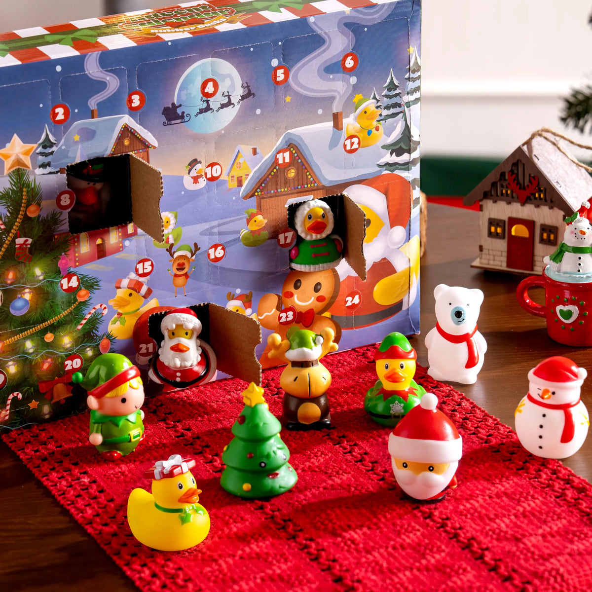 24 Days of Christmas Advent Calendar with Rubber Ducky Bath Toys