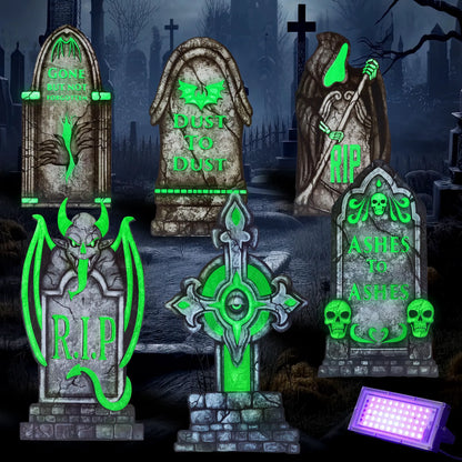 Glow-in-the-Dark Halloween Graveyard Tombstones for Outdoor Decor