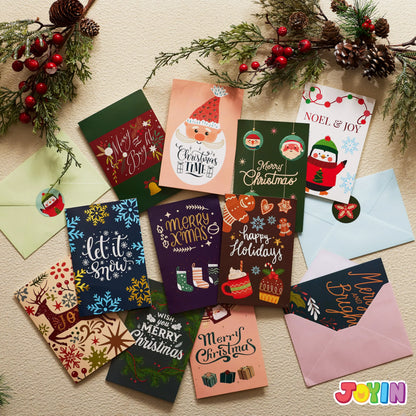 24 Christmas Cards with Envelopes and Stickers