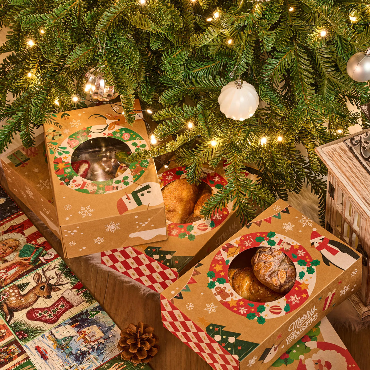 12-Pack Christmas Cookie Boxes for Gift Giving