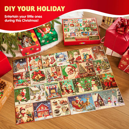 1000-Piece 24-Day Christmas Advent Calendar Puzzle Set