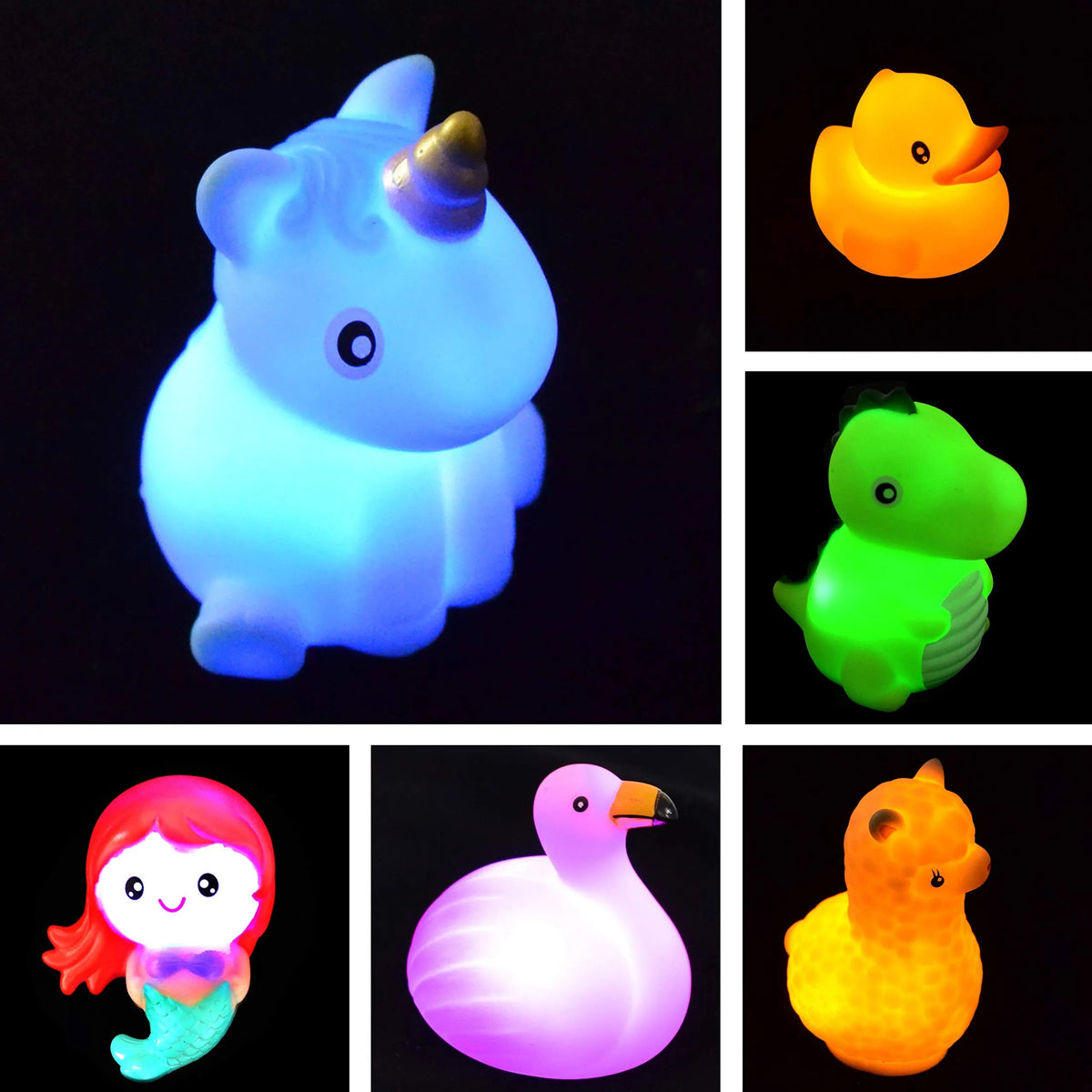 6 Pack 3.07 Inch Light Up Floating Bath Toys with Prefilled Easter Eggs for Easter Egg Hunt
