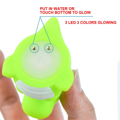 6 Pack 3.07 Inch Light Up Floating Bath Toys with Prefilled Easter Eggs for Easter Egg Hunt