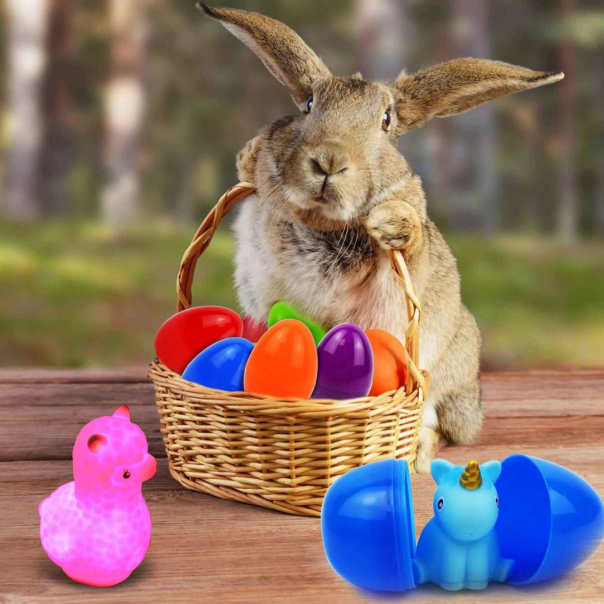 6 Pack 3.07 Inch Light Up Floating Bath Toys with Prefilled Easter Eggs for Easter Egg Hunt