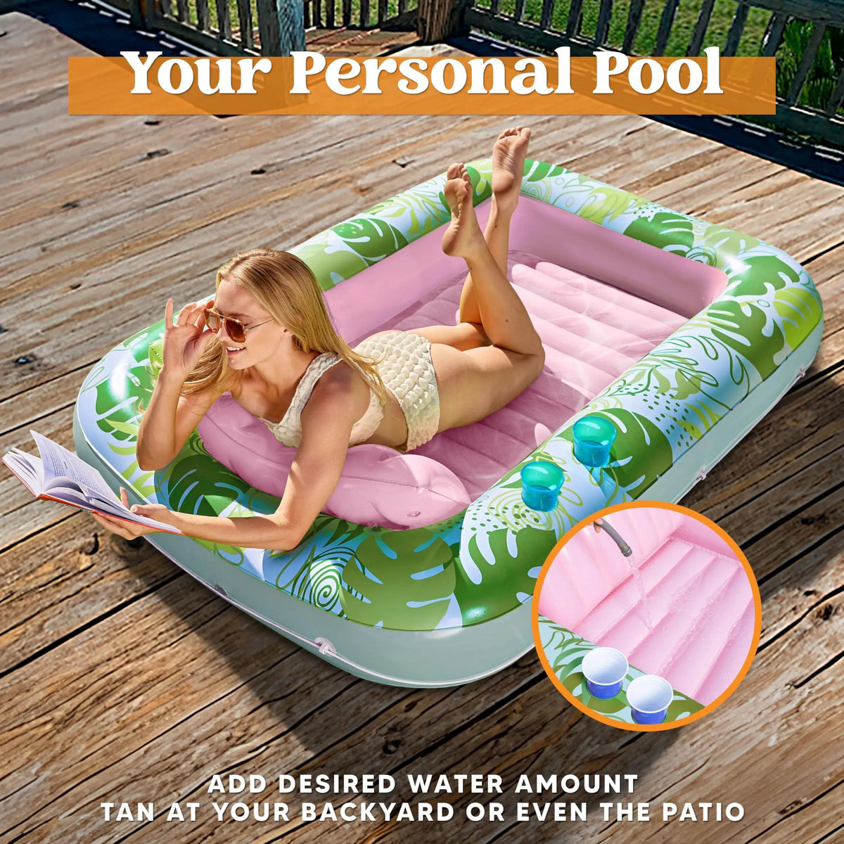 70in x 46in Cyan Pink Large Sun Tan Tub Pool Float