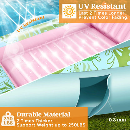 70in x 46in Cyan Pink Large Sun Tan Tub Pool Float