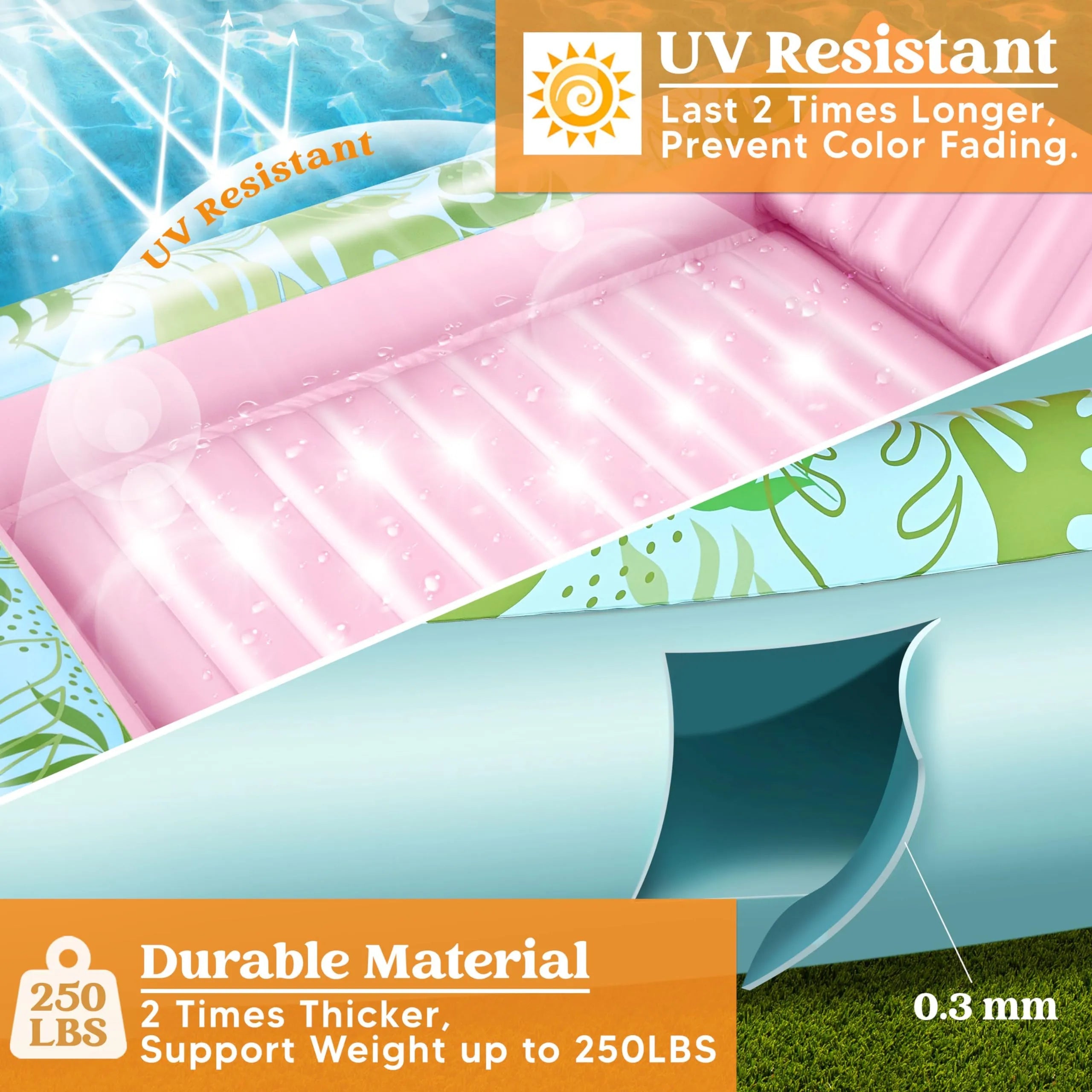 70in x 46in Cyan Pink Large Sun Tan Tub Pool Float