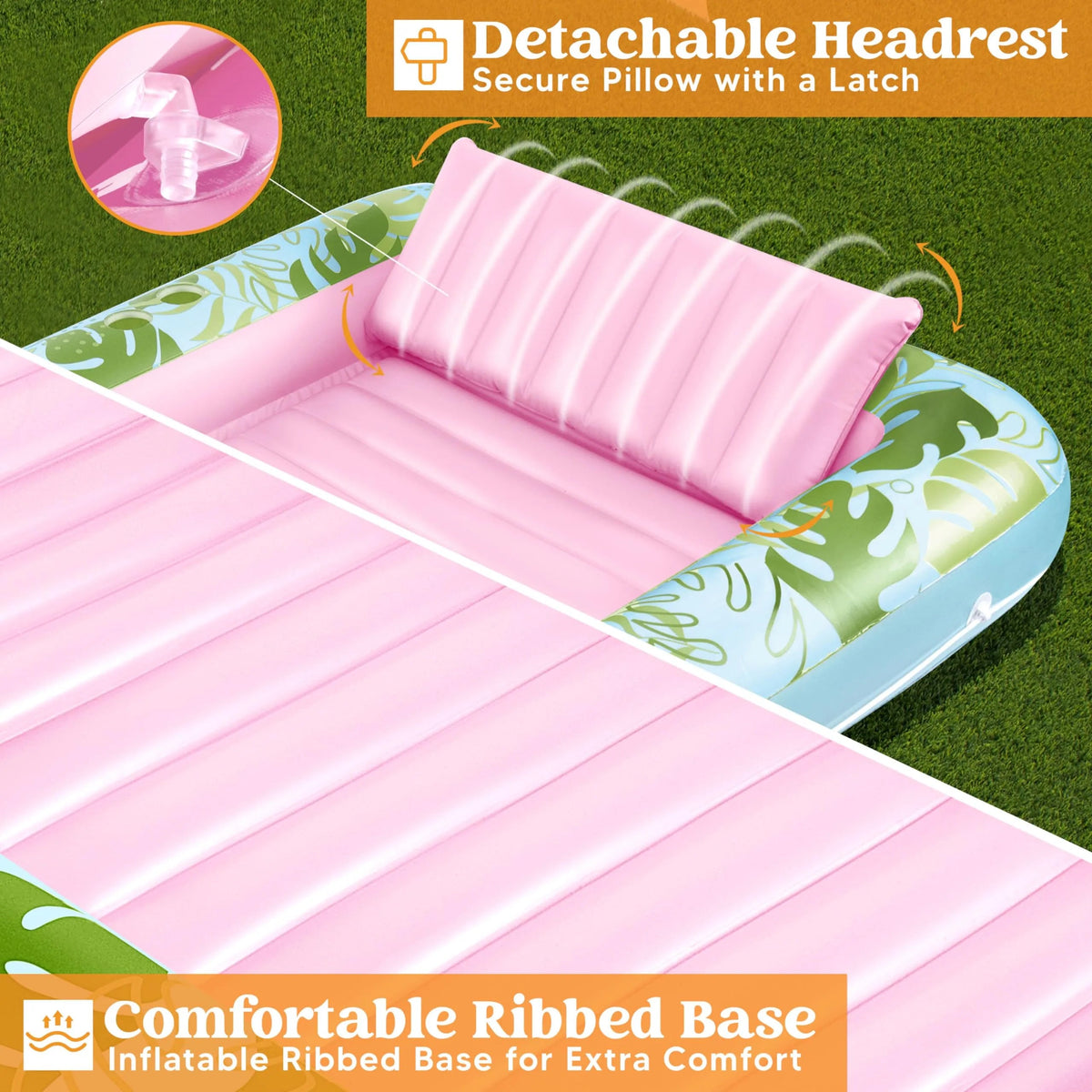 70in x 46in Cyan Pink Large Sun Tan Tub Pool Float