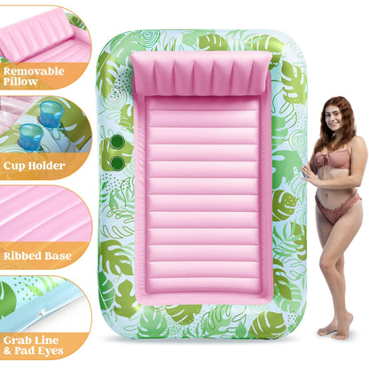 70in x 46in Cyan Pink Large Sun Tan Tub Pool Float