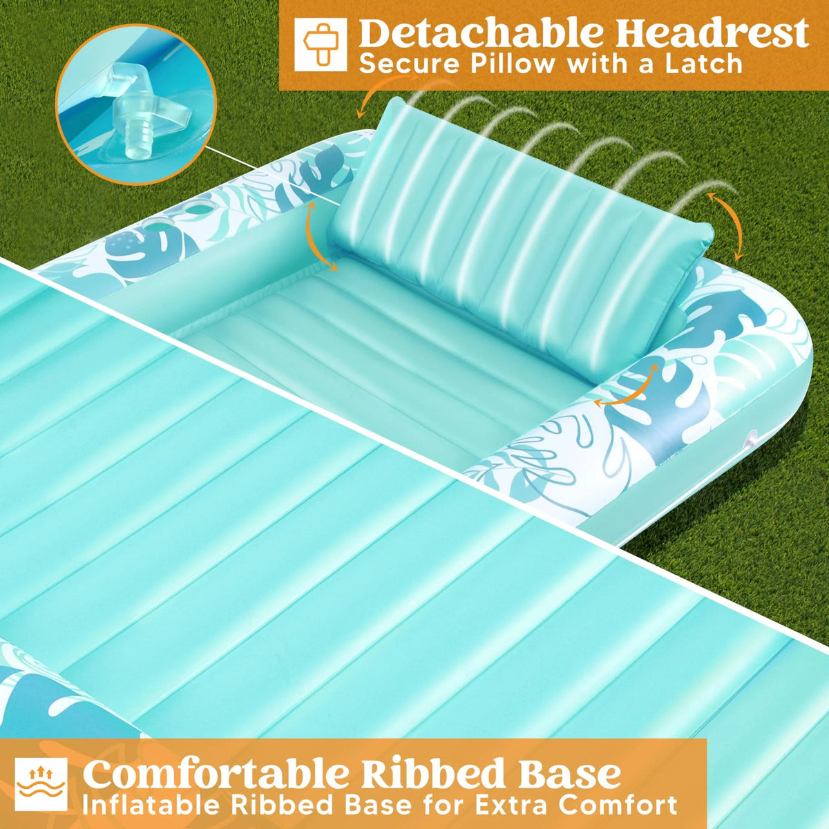 70in x 46in Cyan and White Large Sun Tan Tub Pool Float