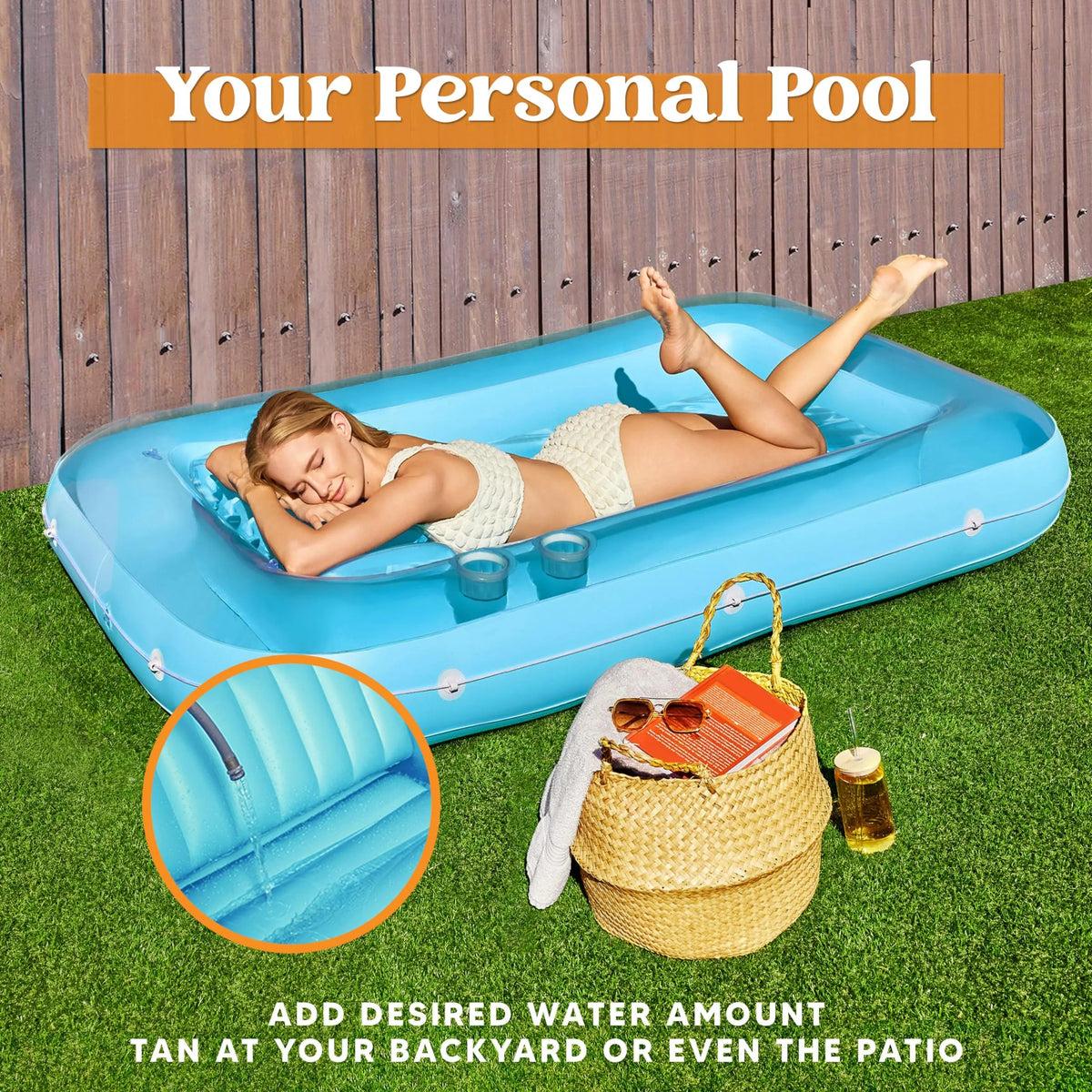70in x 46in Large Blue Sun Tan Tub Pool Float